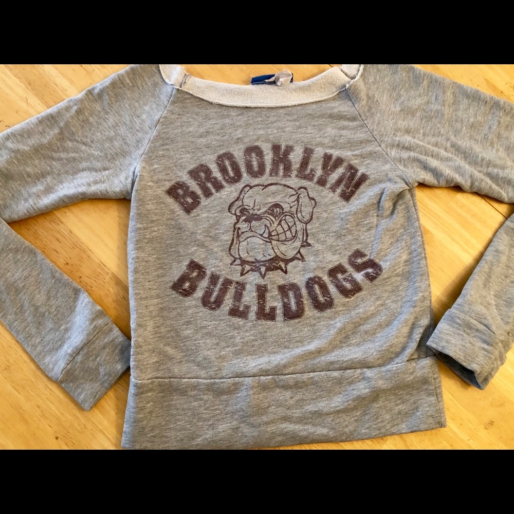 Vintage Brooklyn Bulldogs off shoulder crop tee